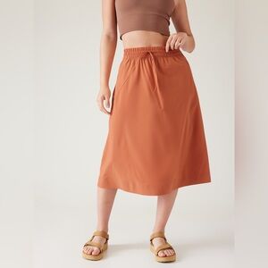 Athleta Women's Midi Skirt in Rust Orange
